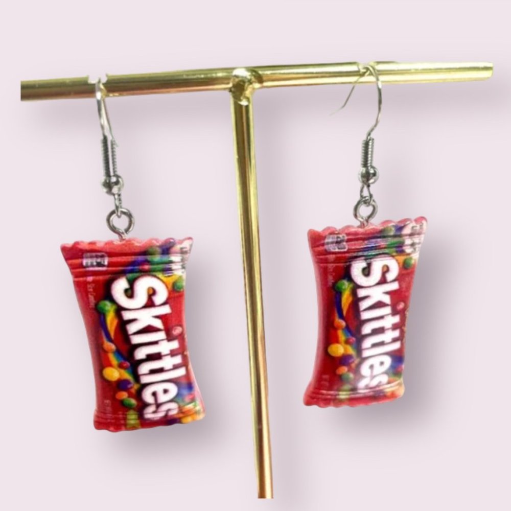 ⭐️❤️ FREE Candy Skittles Sweet Dessert Chic Girly Trendy Pop Art Artsy Earrings
